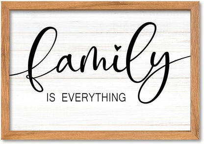 AuraPeak Family Is Everything Wall Decor Rustic Dining Room Sign for Horizontal Home Living Room Entryway Hallway Wood Hanging Plaque Wall Art Decoration (Wood 16"×10")