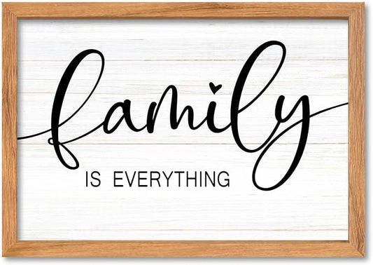 AuraPeak Family Is Everything Wall Decor Rustic Dining Room Sign for Horizontal Home Living Room Entryway Hallway Wood Hanging Plaque Wall Art Decoration (Wood 16"×10")