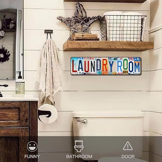 Laundry Room Signs Wall Decor - Laundry Sign for Laundry Room Decor 16x4 inch Laundry Rules Plaque
