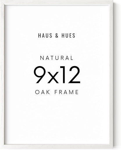 HAUS AND HUES White Oak Wood 9x12 Picture Frame - Natural Frame for Crafts and Photos (White Oak Frame)