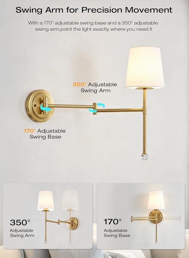 CLOUDY BAY 10000mAh Battery Operated Wall Sconces,Up to 100 Hours with Rechargeable RGB Dimmable Magnetic Bulb,Cordless Wall Lighting Fixtures with Remote for Bedroom,Soft Gold,2 Pack-18.6inch