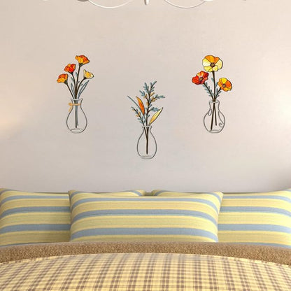 Tumwisk 3 Pieces Metal Flowers Wall Arts - Minimalist Orange Flower Wall Decor for Rustic Farmhouse Kitchen Bedroom Living Room Vintage Decorative Floral Art Housewarming Gifts