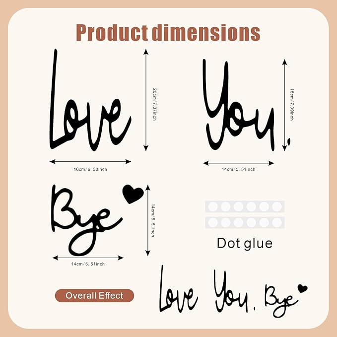 Love You Bye Sign Above Door, Metal Door Topper Wall Decor Express Love and Warm Family Sign for Office Front Bathroom Hallway Entryway Black (LOVE YOU. BYE1)