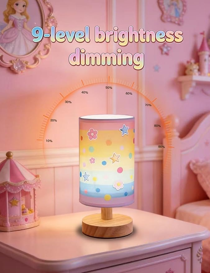 Girls Lamp,Lamp for Girls Bedroom 3-Color Small Linen Desk Lamp, 10 x 5.12 Inch with Integrated LED, for Boys & Girls Bedroom,Room Lighting Table Lamps Home Decoration(Colorful)