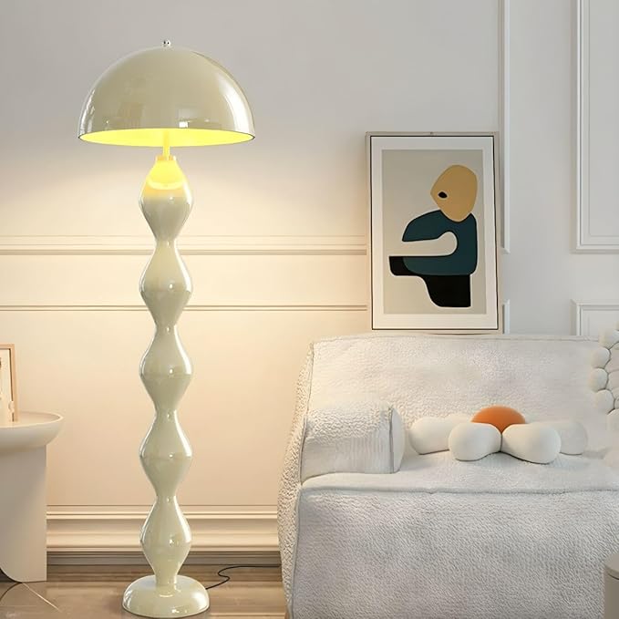 Modern Floor Lamp, Modern Standing Corner Lamp with Iron Lampshade, Tall Lamp Mid Century Standing Lamp with Foot Switch for Bedroom Reading Living Room (Ivory, Bulb Not Included)
