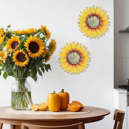 hogardeck Metal Flower Wall Decor for Indoor Outdoor, Kitchen Decor Floral Metal Wall Art, Wall Decor for Bathroom, Living Room, Porch, Garden, Yard, Backyard （2 Pcs 6'' ）