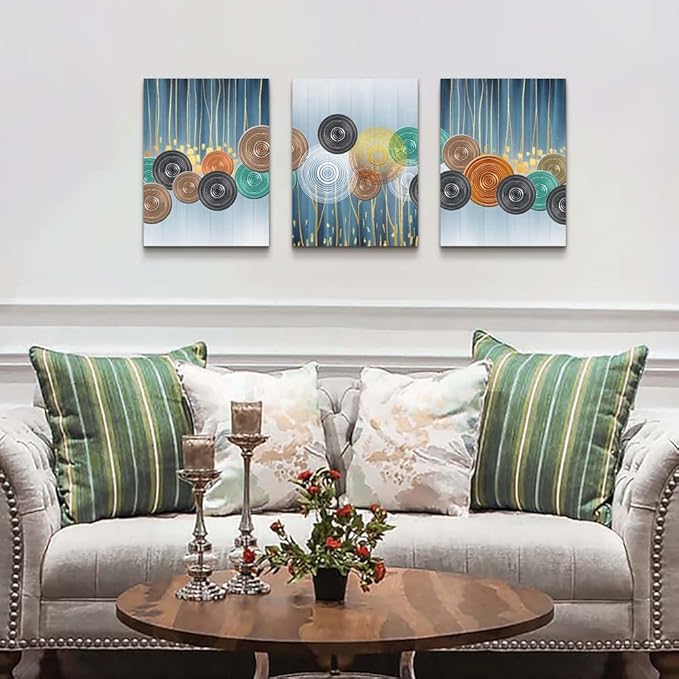 Abstract Canvas Boho Wall Art/Decor For Living Room Bedroom Bathroom Office Fashion Minimalist Wall Paintings/Pictures Artwork Home Decoration 3 Pieces
