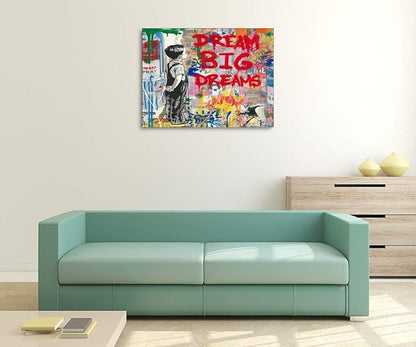 Yatsen Bridge Banksy Graffiti Wall Art, Inspirational Canvas Art Print, Modern Home Decor for Living Room Bedroom Ready to Hang 18”W x 24”H