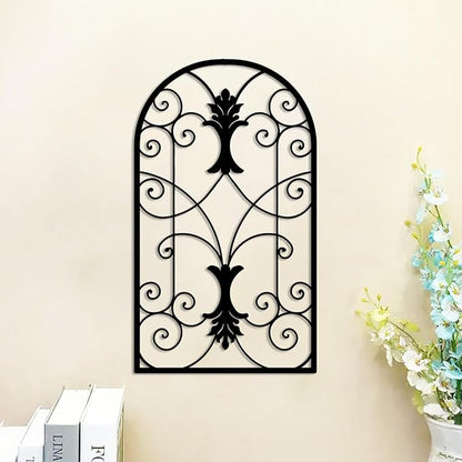 DUOOLN Abstract Metal Scroll Wall Art Decor, Black Modern Iron Geometric Hanging Sign, Minimalist Single Line Décor Sculptures, Living Room Bedroom Bathroom Office Farmhouse Accent-16.9x9.8in