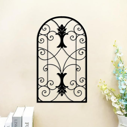 DUOOLN Abstract Metal Scroll Wall Art Decor, Black Modern Iron Geometric Hanging Sign, Minimalist Single Line Décor Sculptures, Living Room Bedroom Bathroom Office Farmhouse Accent-16.9x9.8in