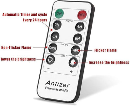 antizer Flameless Candles Led Candles Pack of 9 (H 4" 5" 6" 7" 8" 9" x D 2.2") Real Wax Battery Candles with Remote Timer for Home Fireplace Decor Wedding Festival Decor (Ivory 9 Pack)