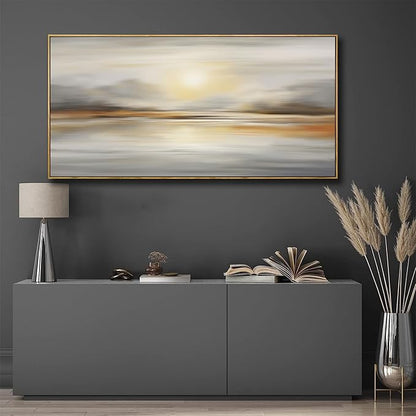 Framed Wall Art Abstract Seascape Canvas Printing Wall Decor Artwork for Living Room Bedroom Dining Room Home Office Decor 20x40inch