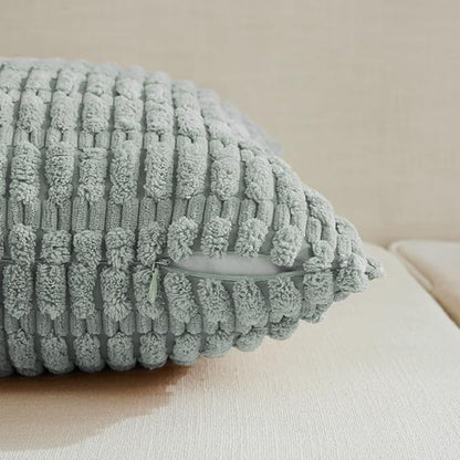 Fancy Homi 4 Packs Decorative Throw Pillow Covers for Living Room Couch Bed, Modern Farmhouse Boho Home Décor Accent Cushion Case, 12" x 12", Grey Blue