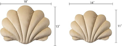 Ashler 3D Throw Pillows Shell Shaped Accent Throw Pillow, Soft Velvet Insert Included Cushion for Couch Bed Living Room, Pack of 1, Beige, 18 X 13 inches