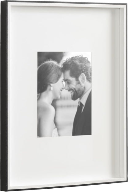 Kate and Laurel Gibson Modern Wall Picture Frame Set of 3; 16x20 matted to 8x10; White and Black; Three-Piece Frame Set for Gallery Wall Frame Set in Living Room Wall Décor
