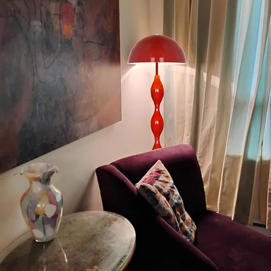Floor Lamp Creative Mushroom Lamp, Creamy Style Modern Tall Lamp with Foot Switch, Red Standing Lamp for Living Room, Bedroom, Office, Corner, E26/E27 Bulbs Compatible