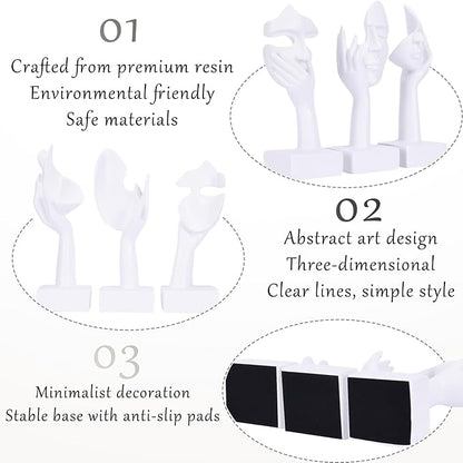 3 Pcs Thinker Large Statue Set - White Art Abstract Home Accent Figurines for Living Room, Bedroom, Shelves, Office Desktop, Coffee Table Decor, Gift for Women (3 Pcs White, 9")