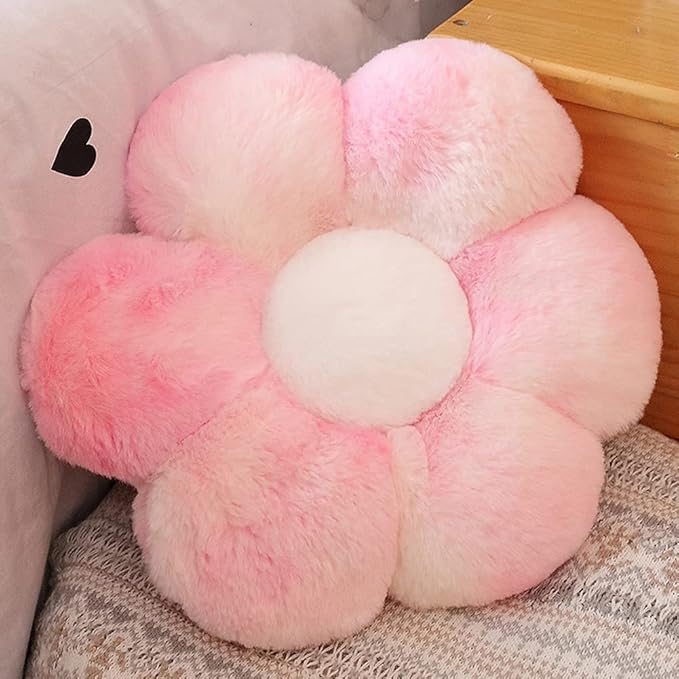 lannery Flower Plush Throw Pillows, Flower Floor Pillow Seating Cushion Toy for Reading, Room, Watching TV (25.6", Pink -2)