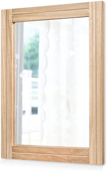 AAZZKANG Rustic Mirrors for Wall with Rectangular Wood Frame Decorative for Farmhouse Bedroom Bathroom Living Room Home Office