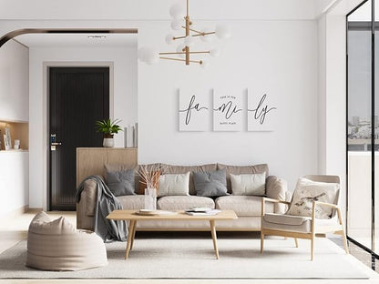 GUBIYU White Family Wall Decor Home Wall Art Set of 3 for Living Room Kitchen Modern Hallway Decor, Large Living Room Wall Decor,Family Signs for Home Decor Office Wall Hanging Decor for Walls 24"x36"