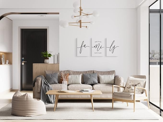 GUBIYU Family Wall Decor Home,Love Art Set of 3 Dining Room Modern Bedroom Decor, Living Signs for Home Office Hanging 12''x16'', Black and White 006