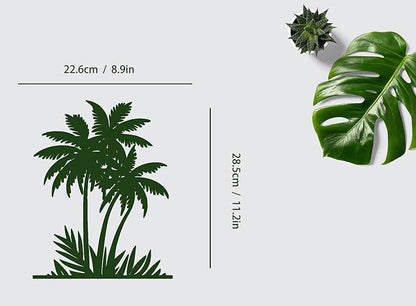 Benziso Metal Palm Tree Wall Art Tropical plants Wall Decor Beach Theme Wall Sculptures Coastal Wall Hanging for Bathroom Living Room Indoor Outdoor (Green)