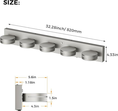 Vanity Lights for Bathroom, Motion Sensor 3 CCT Dimmable Brushed Nickel Bathroom Light Fixtures Over Mirror, 32.28in 30W 5-Light LED Modern Wall Sconce Makeup Lighting, 350° Rotatable, Hardwired