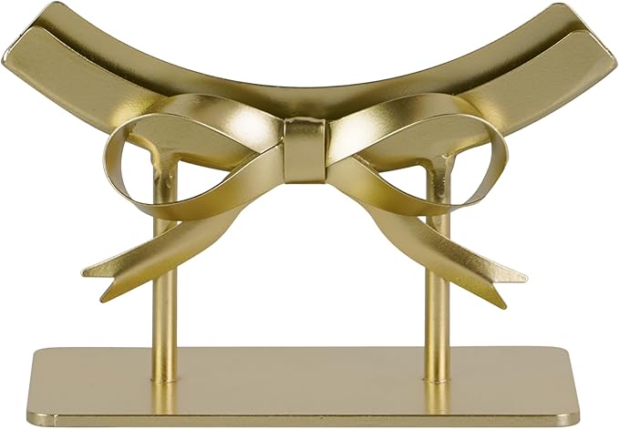 Golden Round Makeup Mirror with Bow Stand - Detachable Base French-Inspired Elegant Tabletop Luxury Vanity Mirror for Living Room, Bedroom, 10.04 x 12.6 Inches