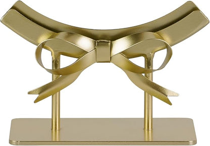 Golden Round Makeup Mirror with Bow Stand - Detachable Base French-Inspired Elegant Tabletop Luxury Vanity Mirror for Living Room, Bedroom, 10.04 x 12.6 Inches
