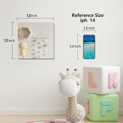 Kids Safety Shatterproof Mirror For Wall, Mirror Tiles, Made of Unbreakable Acrylic, Thick 0.12", 11.8"x11.8", Bedroom Door Closet Mirrors, Plexiglass, Living Room Mirrors, Glassless Mirro for Kids