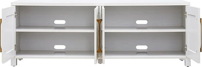 Henn&Hart Rectangular TV Stand for TV's up to 80" in White, TV Stands for the Living Room