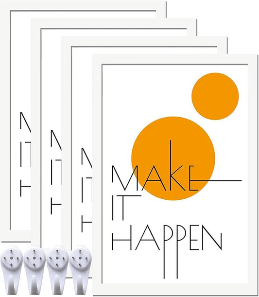16x24 Picture Frame Set of 4, White 16 x 24 Frame High Transparent Wall Gallery Poster Canvas Photo Frames for 16 by 24 inches