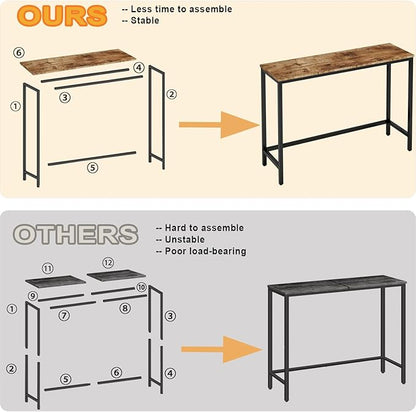 Timberer 39.4” Console Table, Hallway Entrance Table Sofa Table Behind Couch, for Living Room, Entryway, Easy Assembly, Accent Table, Rustic Brown