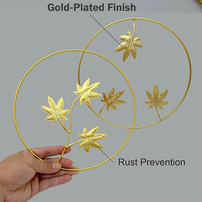 Goodangie00 2Pcs Metal Gold Maple Leaf Wall Art - 9.5" Handmade 3D Botanical Modern Tropical Silhouette Hanging Sculptures for Living Room Bathroom Bedroom Office, Boho Decor Gift