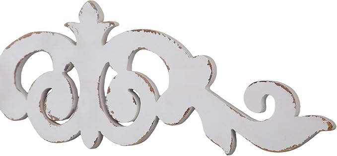 SOFE Rustic Wood Scroll Wall Decor, 35 × 10 Inches Over The Door Decor, Shabby Chic White Above Couch Wall Decorations, Large Hanging Artwork for Bedroom, Hallway Entryway