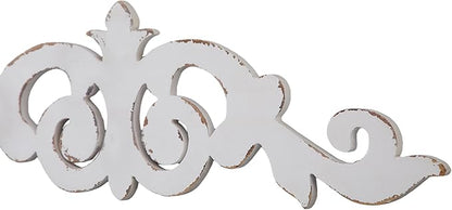 SOFE Rustic Wood Scroll Wall Decor, 35 × 10 Inches Over The Door Decor, Shabby Chic White Above Couch Wall Decorations, Large Hanging Artwork for Bedroom, Hallway Entryway