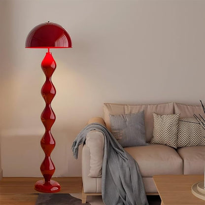 Modern Mushroom Floor Lamp, Red, 59.1 Inch High, 3 Light Colors, Foot Switch