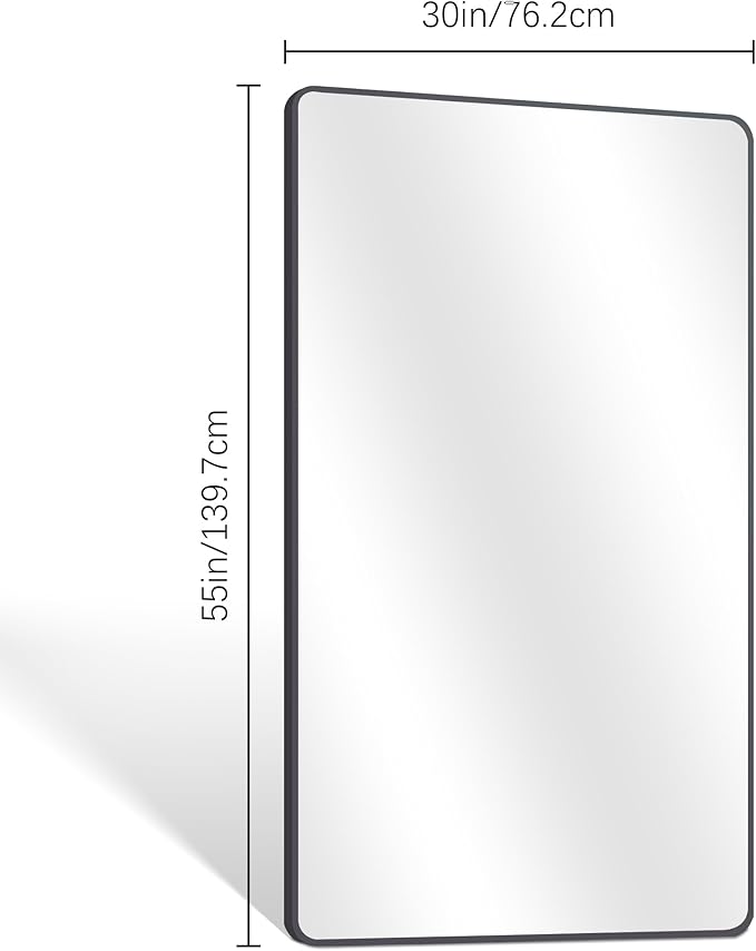 DESBING 30" x 55"Bathroom Mirror, Matte Black Wall Mirror with Metal Frame, Decorative Rectangular Vanity Mirror for Bedroom Bathroom Living Room Entryway (Horizontal/Vertical)