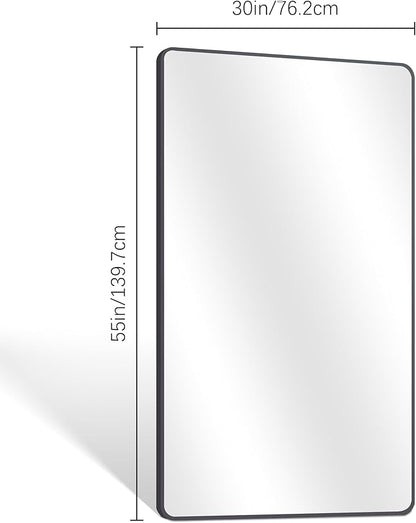 DESBING 30" x 55"Bathroom Mirror, Matte Black Wall Mirror with Metal Frame, Decorative Rectangular Vanity Mirror for Bedroom Bathroom Living Room Entryway (Horizontal/Vertical)