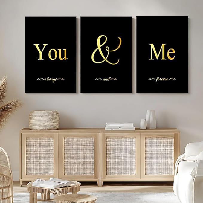 GUBIYU Black and Gold Love Canvas Poster - Aesthetic Wall Art for Bedroom, Farmhouse, Corridor - Ideal Gift for Girls - 24"x36"