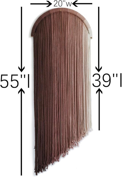 Macrame Boho Wall Decor - Pink Yarn Wall Hanging, 20" Circle Hoop