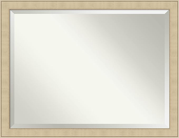 Amanti Art Silver Bathroom Mirror for Over Sink, 34x44 Classic Honey Silver Rectangle Vanity Mirror, X-Large Casual Frame, Hangs Horizonally and Vertically, Bathroom Wall Decor, Beveled Edge