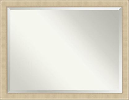 Amanti Art Silver Bathroom Mirror for Over Sink, 34x44 Classic Honey Silver Rectangle Vanity Mirror, X-Large Casual Frame, Hangs Horizonally and Vertically, Bathroom Wall Decor, Beveled Edge