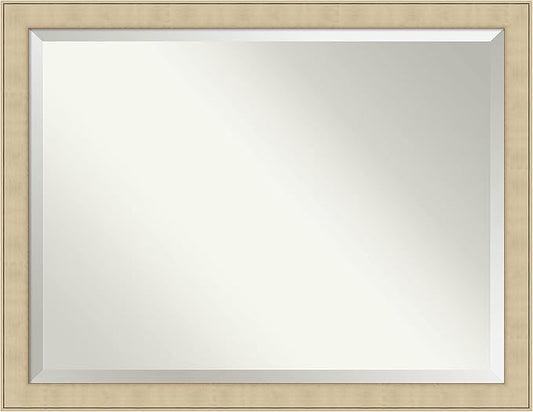 Amanti Art Silver Bathroom Mirror for Over Sink, 34x44 Classic Honey Silver Rectangle Vanity Mirror, X-Large Casual Frame, Hangs Horizonally and Vertically, Bathroom Wall Decor, Beveled Edge