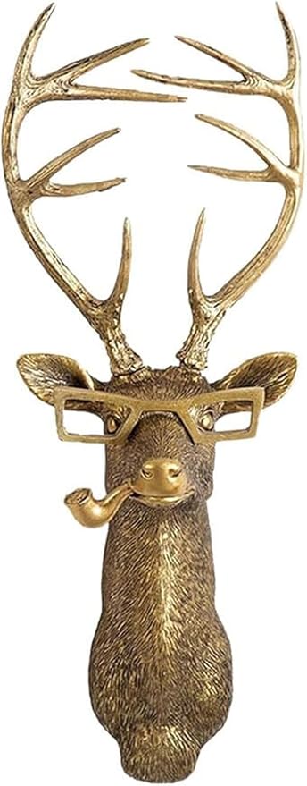 Animal Heads Wall Decor, Deer Head Wall Mount, Resin Animal Sculptures Head Wall Hanging Decoration for Family Living Room Bedroom Bathroom Kitchen Gift (Deer)