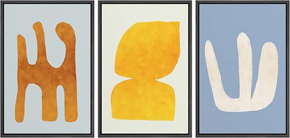 SIGNLEADER Framed Canvas Print Wall Art Set Multicolor Pastel Geometric Mid-Century Figure Abstract Shapes Illustrations Modern Art Boho Decorative for Living Room, Bedroom, Office - 24"x36"x3 BLACK