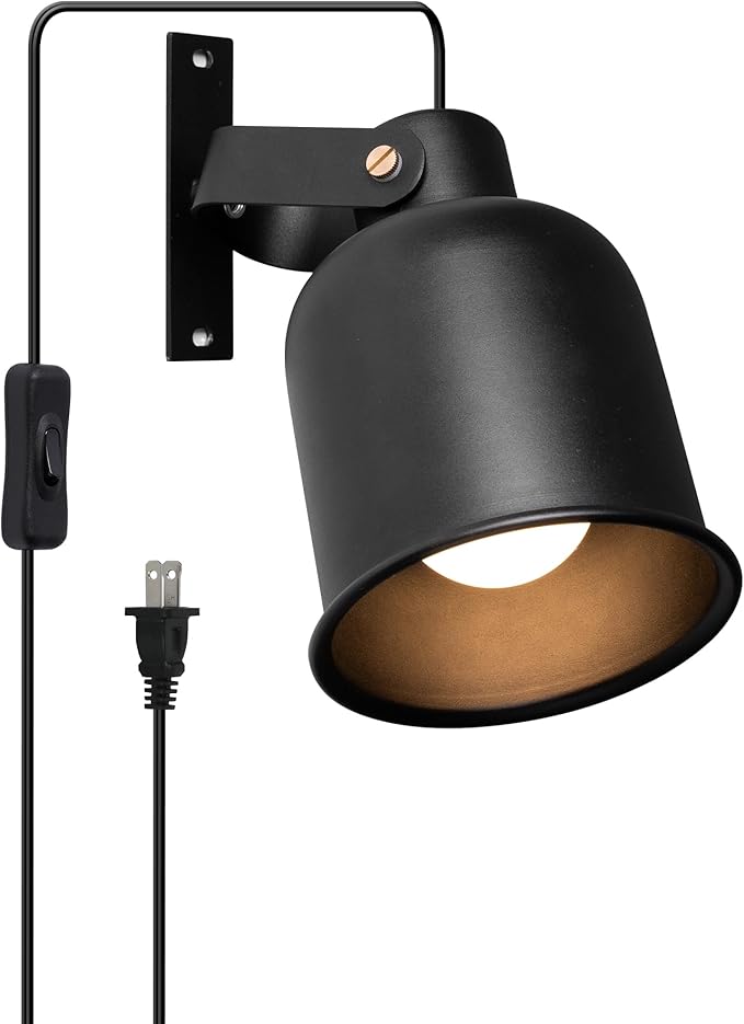 Aisilan Plug-in Wall Sconce Lighting, Adjustable Wall Light for Bedroom Bedside, Modern Indoor Wall Sconce for Reading with Cord, Easy Install 7W 3000K Bulb for Living Room Hallway
