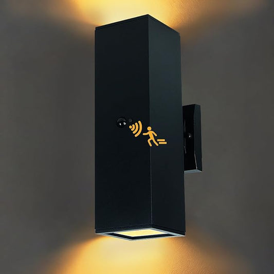 iYogaled Motion Sensor Outdoor Wall Light with 3 Light Modes, Dusk to Dawn Modern Aluminum Sconce with E26 Bulbs, Waterproof Exterior Lighting for Porch, Garage, Patio, Entryway, ETL Listed
