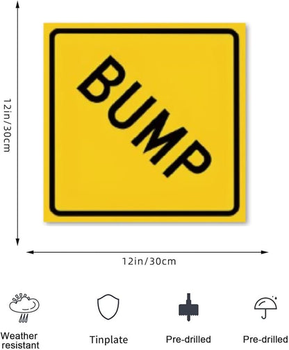 Tin Signs Warning Bump Sign, Road Business Sign 12 x12 Inches Aluminum Metal Vintage Plaue Signs