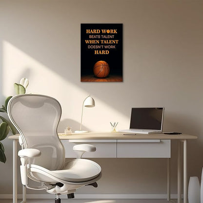 Jumong Motivational Wall Decor Basketball Canvas Wall Art Inspirational Sayings Posters Wooden Frame Encouraging Canvas Posters for Office Work Dorm Home Living Room Bedroom Classroom